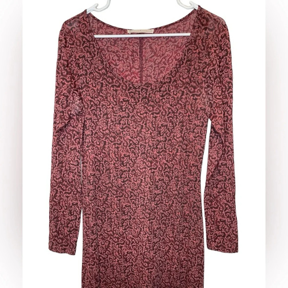 Peruvian Connection Floral Pattern Long Sleeve Maxi Dress Size Small Maroon/Pink - Picture 4 of 11